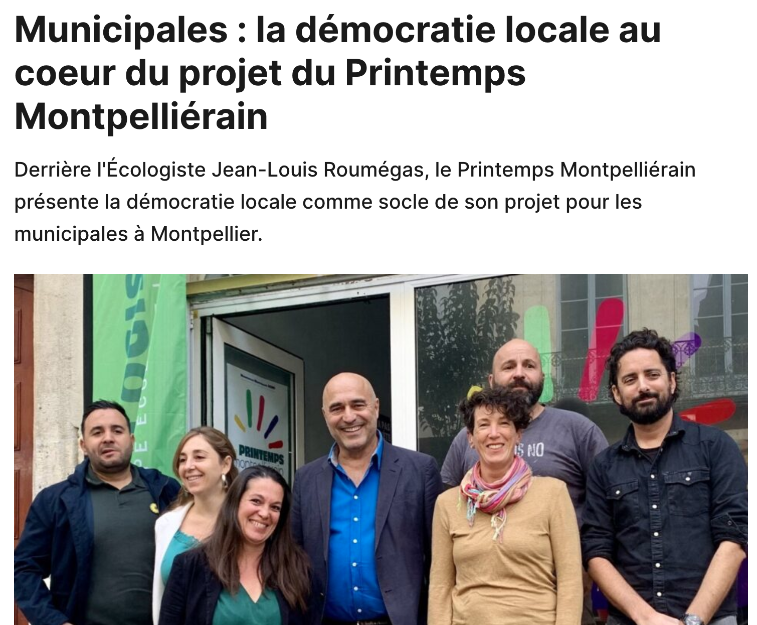 Lire la suite à propos de l’article Municipales : la démocratie locale au coeur du projet du Printemps Montpelliérain