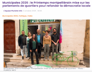 Lire la suite à propos de l’article Municipales 2026 : le Printemps montpelliérain mise sur les parlements de quartiers pour refonder la démocratie locale